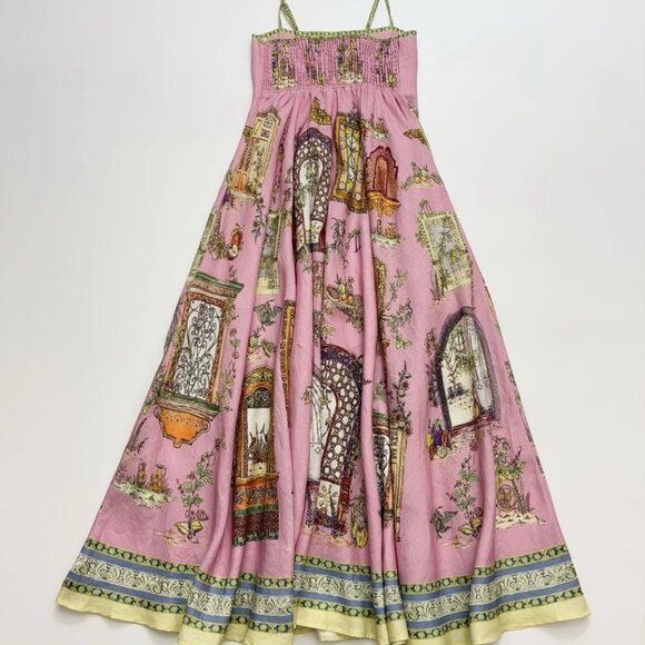 ALEMAIS Multicolour Monte Midi Dress in Linen - Picture 3 of 16